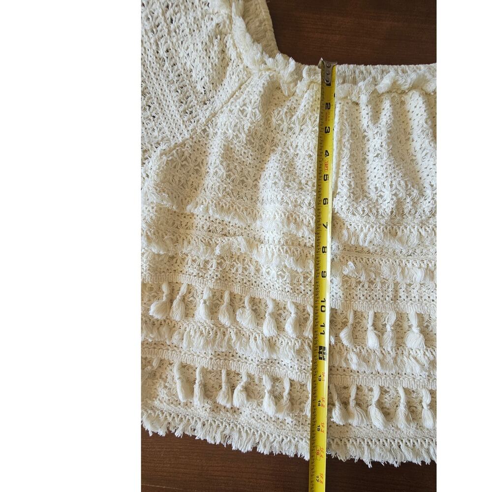 Love Sam Off the Shoulder Top Blouse Anthropologie Sexy Romantic Tassel Sz M - Picture 7 of 10
